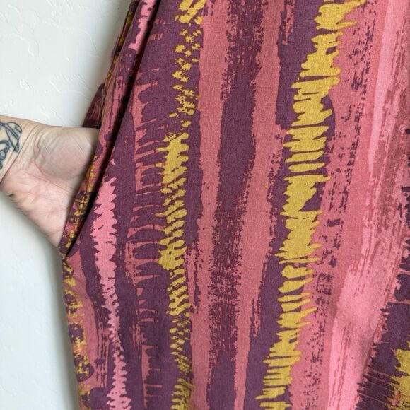 Ashley Stewart Size 22/24 Linen Blend Wide Leg Colorful Artsy Jumpsuit Boho - Picture 9 of 15